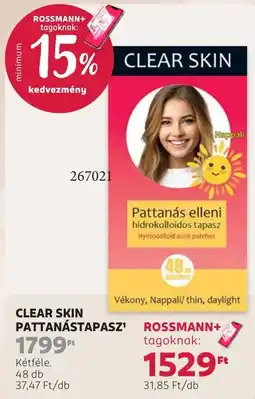 Rossmann Clear Skin pattanástapasz ajánlat