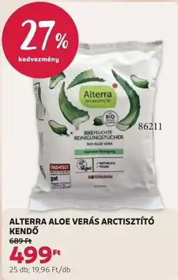 Rossmann Alterra aloe verás arctisztító kendő ajánlat