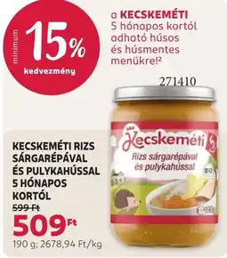 Rossmann Kecskeméti rizs sárgarépával és pulykahússal 5 hónapos kortól ajánlat