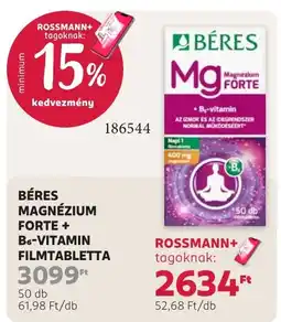Rossmann Béres magnézium forte + b6-vitamin filmtabletta ajánlat