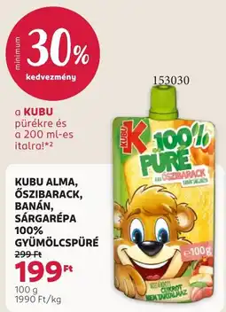 Rossmann Kubu alma, őszibarack, banán, sárgarépa gyümölcsprű ajánlat