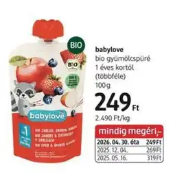 DM babylove bio gyümölcsprű ajánlat