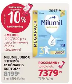 Rossmann Milumil Junior 3 termék 12 hónapos kortól ajánlat