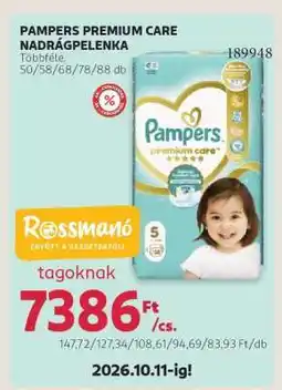 Rossmann Pampers Premium Care Nadrágpelenka ajánlat