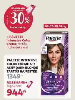 Rossmann PALETTE INTENSIVE COLOR CREME 6–1 ASHY DARK BLONDE TARTÓS HAJFESTÉK ajánlat