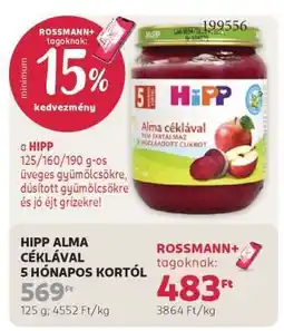 Rossmann HIPP ALMA CÉKLÁVAL 5 HÓNAPOS KORTÓL ajánlat