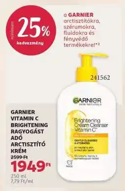 Rossmann GARNIER VITAMIN C BRIGHTENING RAGYOGÁST ADÓ ARCTISZTÍTÓ KRÉM ajánlat