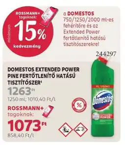 Rossmann DOMESTOS EXTENDED POWER PINE FERTŐTLENÍTŐ HATÁSÚ TISZTÍTÓSZER ajánlat