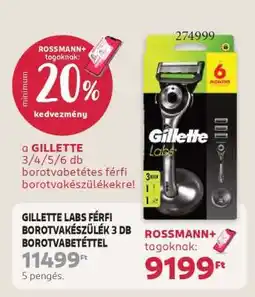 Rossmann GILLETTE LABS FÉRFI BOROTVAKÉSZÜLÉK 3 DB BOROTVABETÉTTEL ajánlat