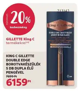 Rossmann KING C GILLETTE DOUBLE EDGE BOROTVAKÉSZÜLÉK 5 DB DUPLA ÉLŰ PENGÉVEL ajánlat