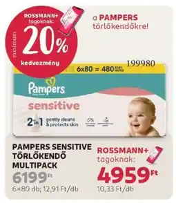 Rossmann PAMPERS SENSITIVE TÖRLŐKENDŐ MULTIPACK ajánlat