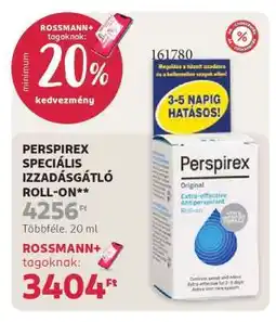 Rossmann PERSPIREX SPECIÁLIS IZZADÁSGÁTLÓ ROLL-ON ajánlat