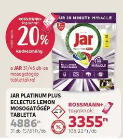 Rossmann JAR PLATINUM PLUS ECLECTUS LEMON MOSOGATÓGÉP TABLETTA ajánlat