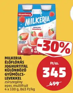 PENNY Milkeria élőflórással joghurtital különböző gyümölcs-levekkel ajánlat
