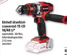 Bauhaus Einhell ütvefúró-csavarozó TE-CD 18/48 Li* ajánlat