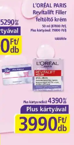 PlusMarket L'oreal paris revitalift filler feltolto krem ajánlat
