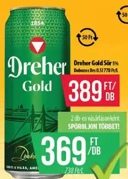 Coop Dreher gold sör ajánlat