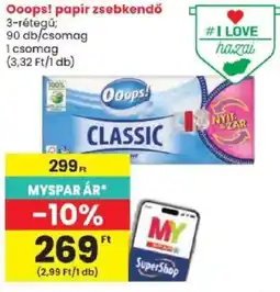 Spar Ooops papír zsebkendő ajánlat
