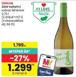 Spar Lisicza zöld veltelini száraz fehérbor ajánlat