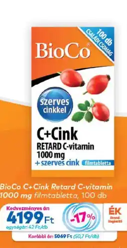 Gyöngy Patikák BioCo c+ cink retard c-vitamin ajánlat