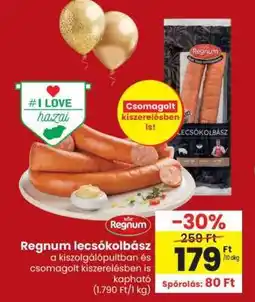 Spar Regnum lecsókolbász ajánlat