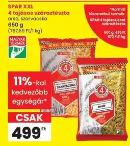 Spar SPAR XXL 4 tojásos száraztészta ajánlat