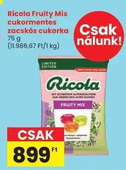 Spar Ricola Fruity Mix cukormentes zacskós cukorka ajánlat