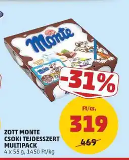 PENNY Zott Monte Csoki Tejdesszert Multipack ajánlat