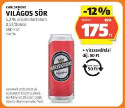 ALDI KARLSKRONE VILÁGOS SÖR ajánlat