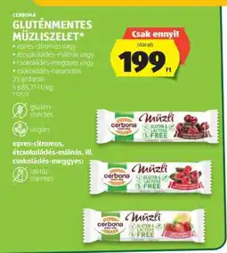ALDI CERBONA Gluténmentes müzliszelet ajánlat