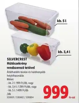 Lidl SILVERCREST Hűtőszekrény rendszerező tetővel ajánlat