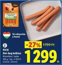 Lidl PICK Hot-dog kolbász ajánlat