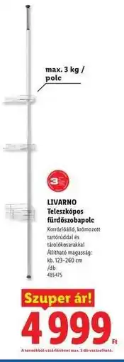 Lidl Livarno Teleszkópos fürdőszobapolc ajánlat