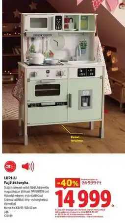Lidl Lupilu Fa játékkonyha ajánlat