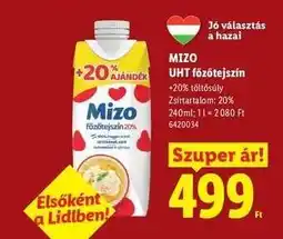 Lidl Mizo UHT Főzőtejszín ajánlat