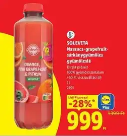 Lidl Solevita Narancs-grapefruit sárkánygyümölcs gyümölcslé ajánlat