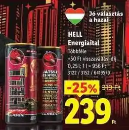 Lidl HELL Energiaital ajánlat