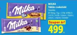 Lidl MILKA Táblás csokoládé ajánlat