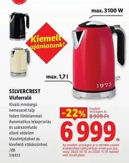 Lidl SILVERCREST Vízforraló ajánlat