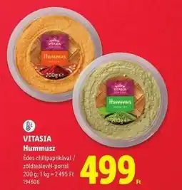 Lidl Vitasia Hummusz ajánlat