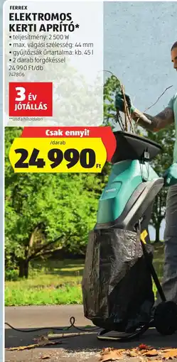 ALDI Ferrex elektromos kerti aprító ajánlat