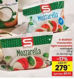 Interspar S-BUDGET mozzarella, light mozzarella ajánlat