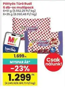 Interspar Pöttyös Túró Rudi 6 db-os multipack ajánlat