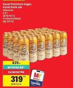 Interspar Kozel Premium lager, Kozel Dark sör ajánlat