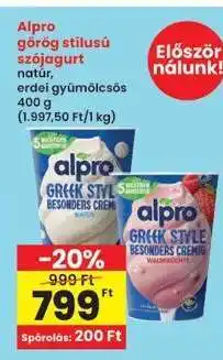 Interspar Alpro görög stílusú szójagurt ajánlat