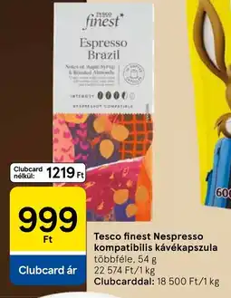 Tesco Tesco finest kávékapszula ajánlat