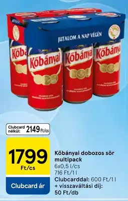 Tesco Kőbányai dobozos sör ajánlat