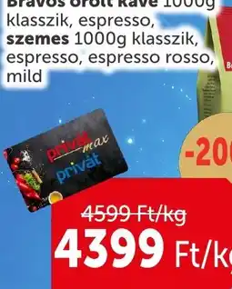 PRIVÁT Bravos kávé ajánlat
