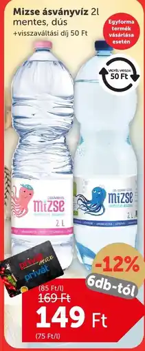 PRIVÁT Mizse ásványvíz ajánlat