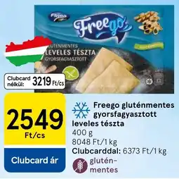 Tesco Freego gluténmentes gyorsfagyasztott leveles tészta ajánlat